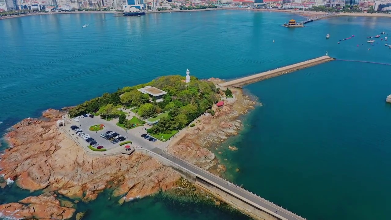 青岛前海湾航拍视频素材