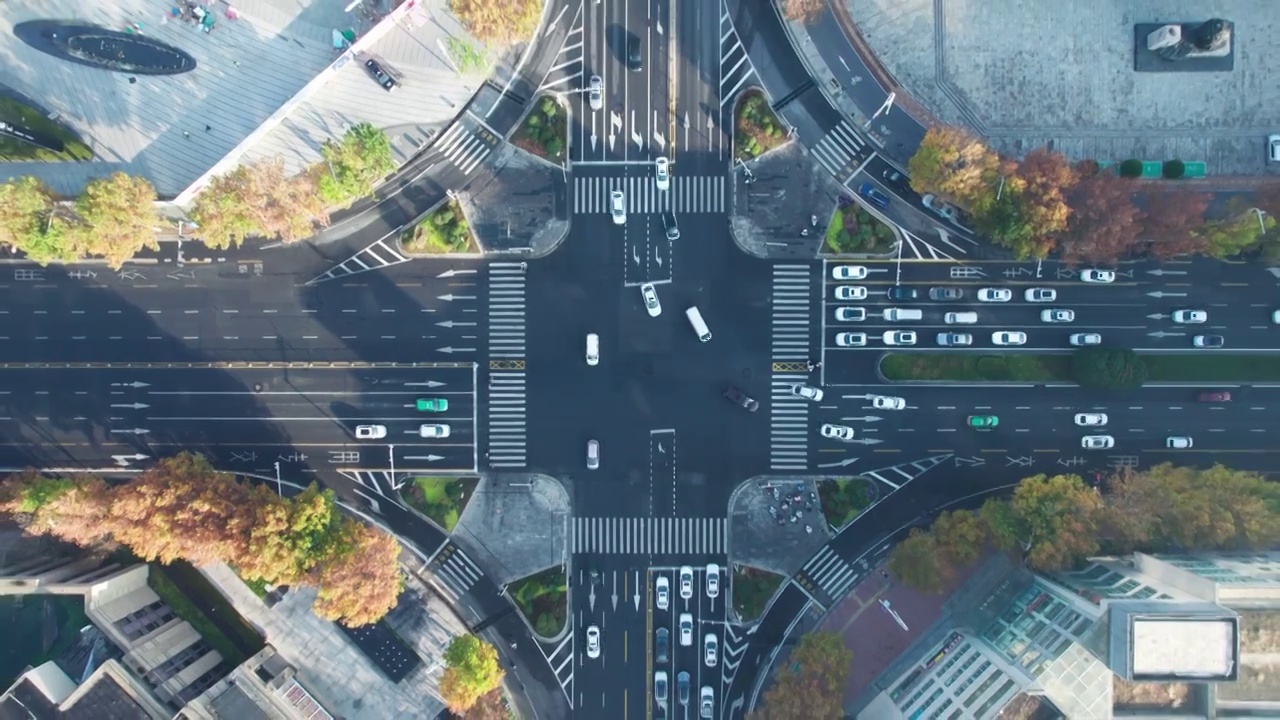 航拍中国河南郑州城市道路交叉路口视频素材