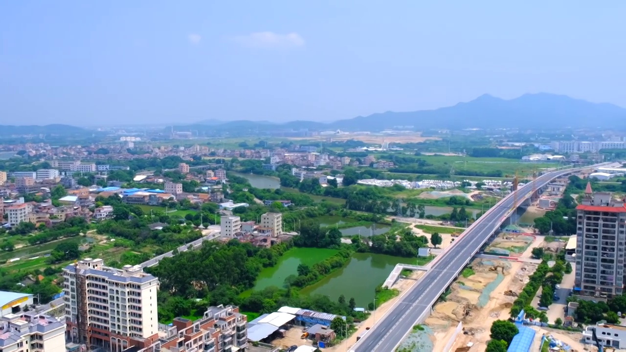 广州花都城市建筑群与公路景观视频素材