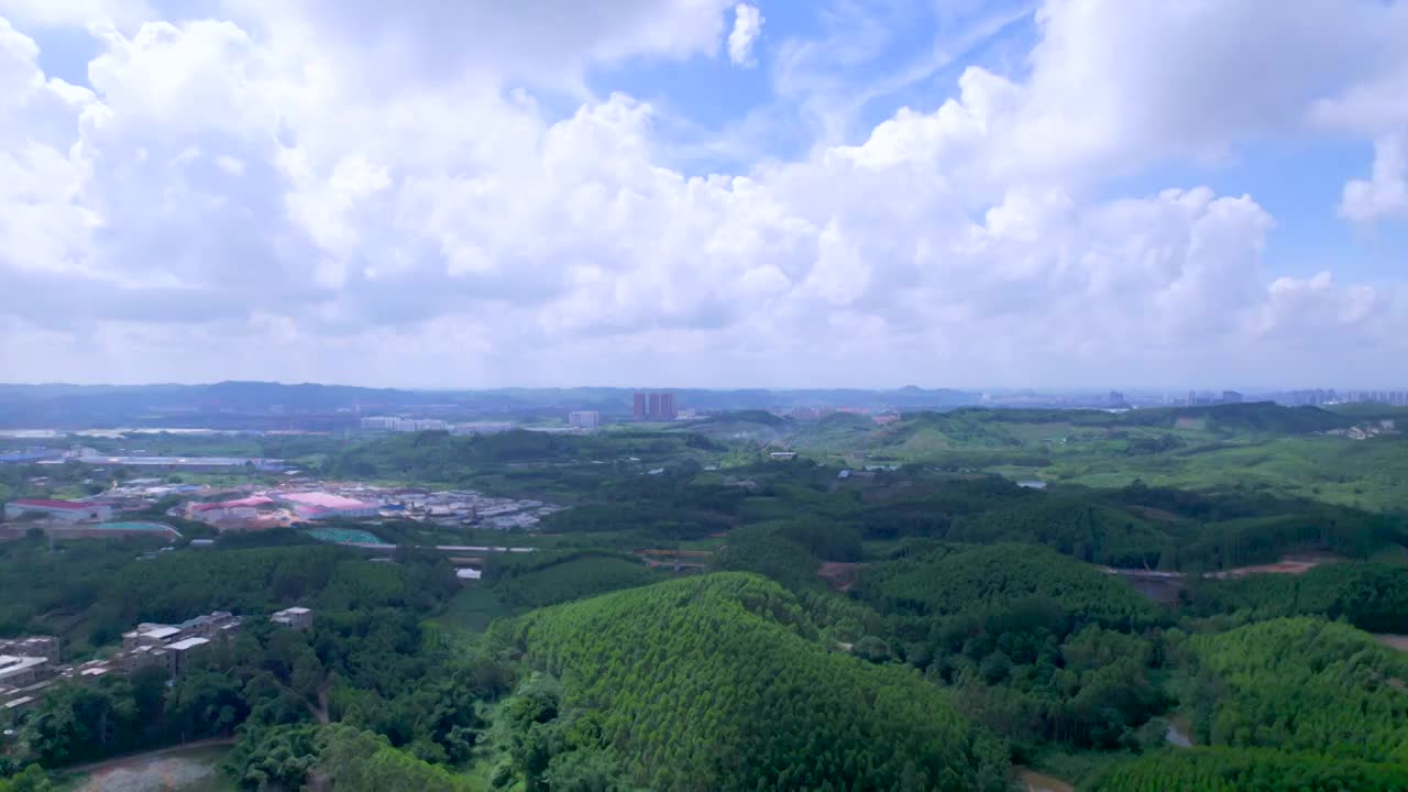 广西南宁乡村青山稻田田园风光航拍视频素材