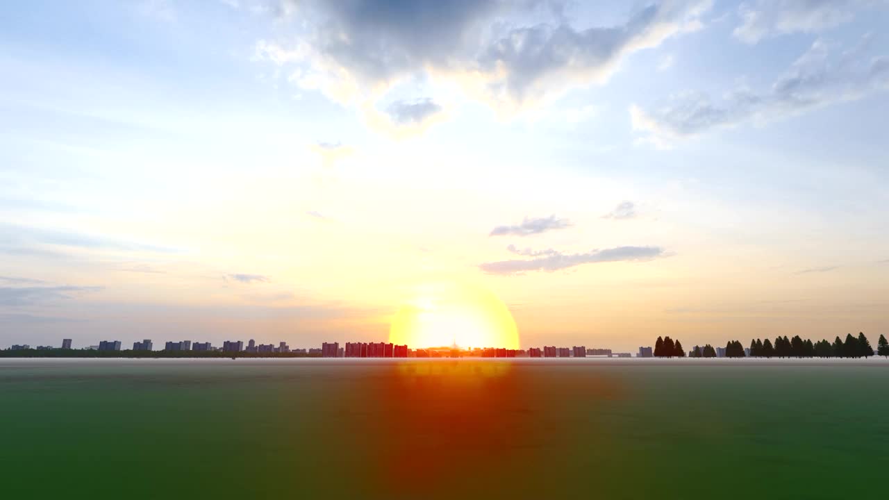 夕阳下飞机起飞远离城市视频素材