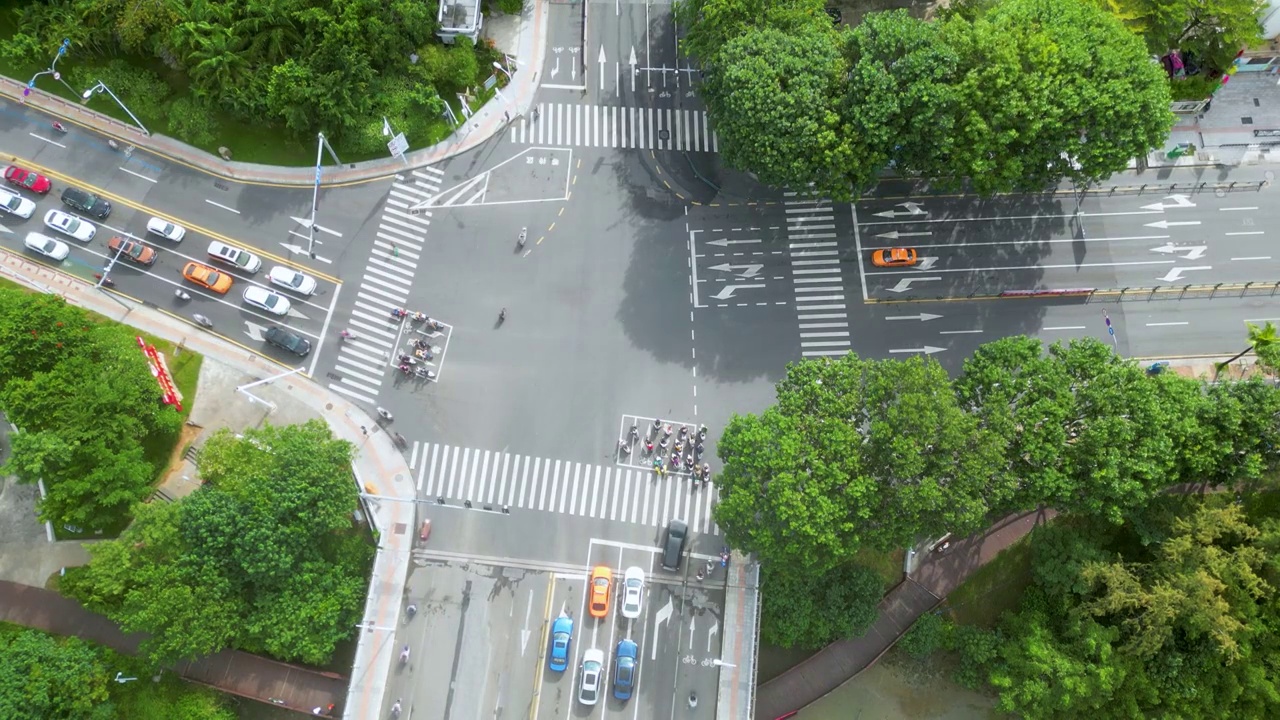 三亚城市，公园，街道绿地航拍视频素材