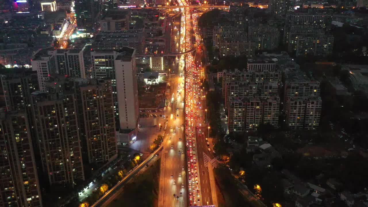 航拍湖南长沙西二环夜景车流视频素材