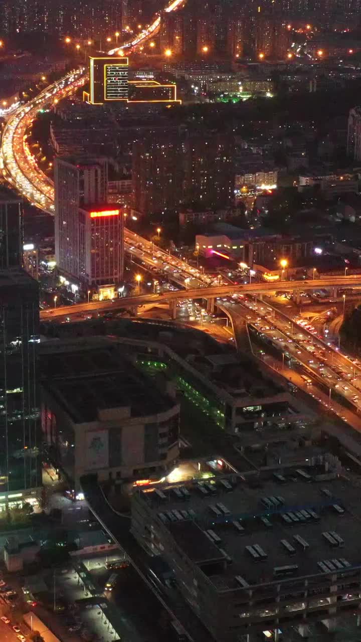 航拍湖南长沙西二环夜景车流视频素材