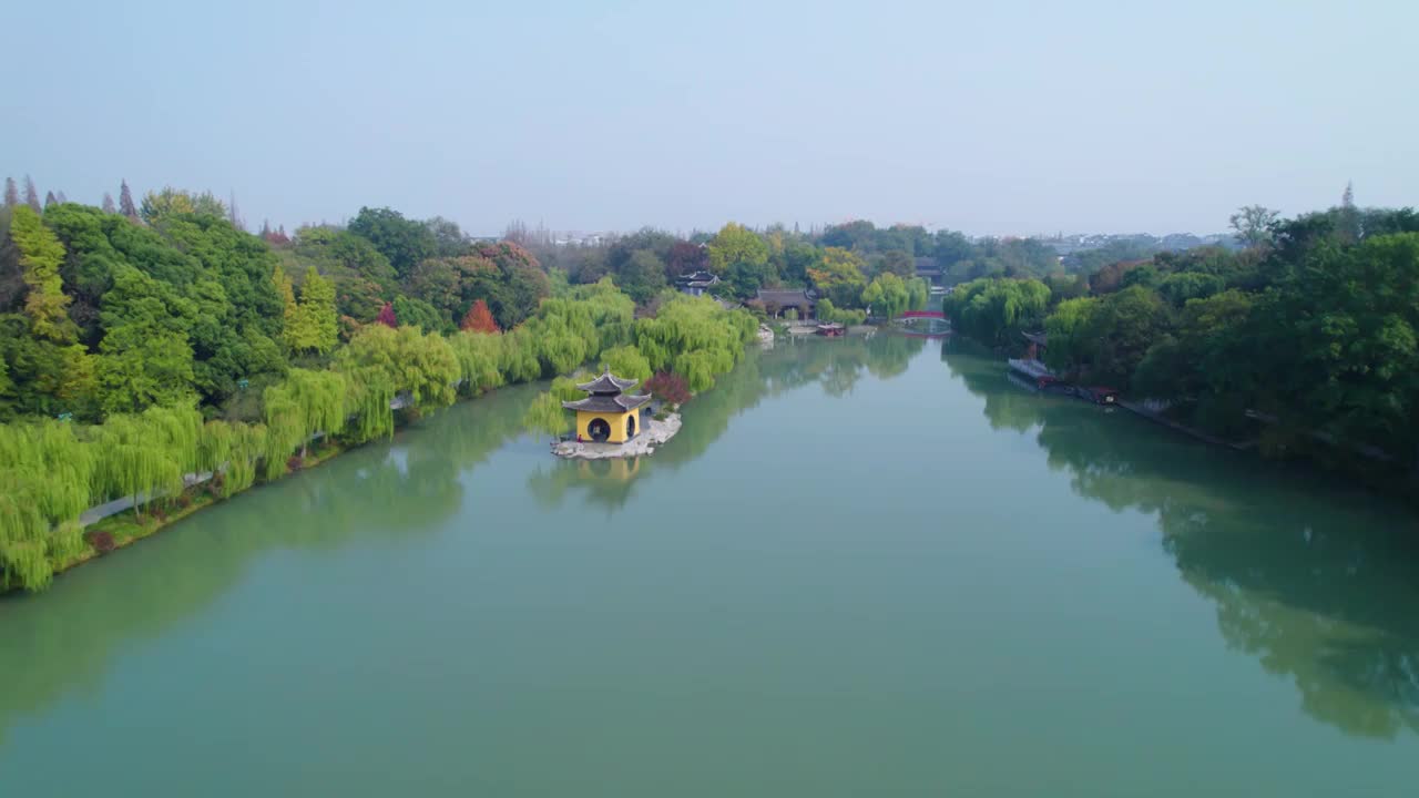 扬州市瘦西湖航拍视频素材