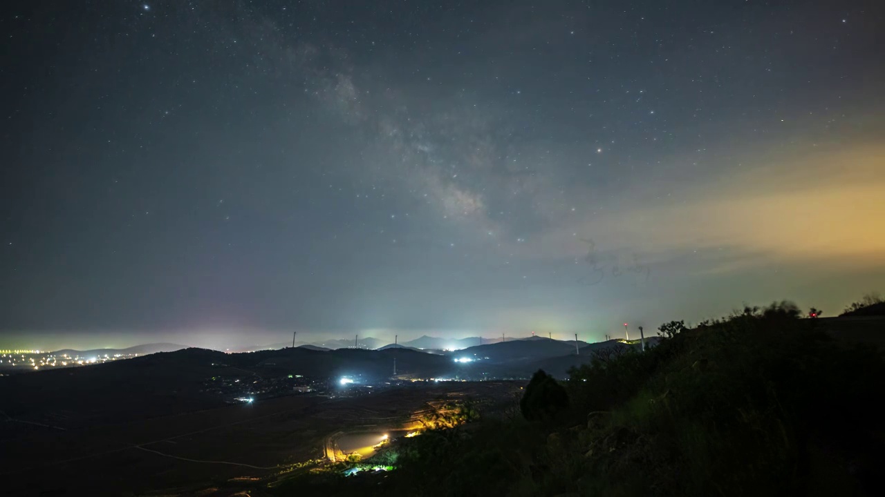 田横荆条山银河星空延时视频素材