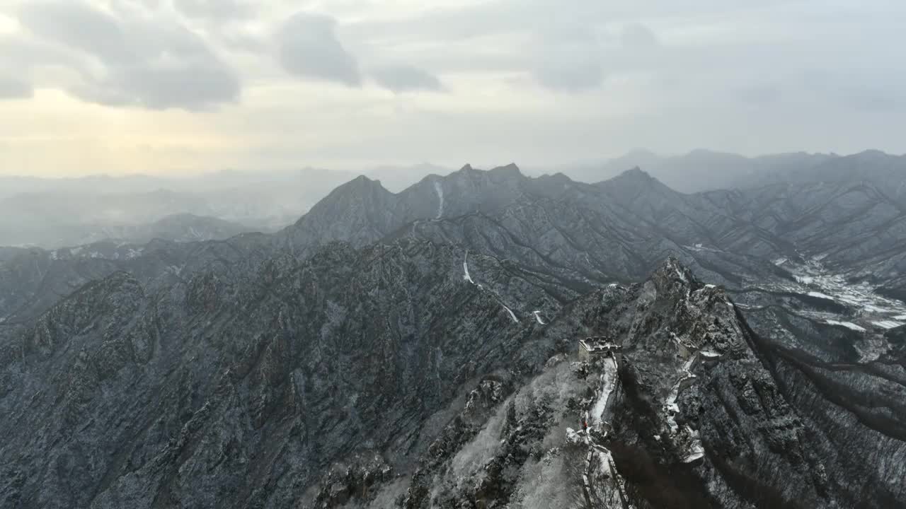 雪中箭扣长城视频素材