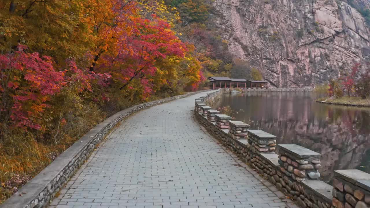 本溪大石湖，大石湖的秋天，本溪的秋景，东北的秋天视频素材