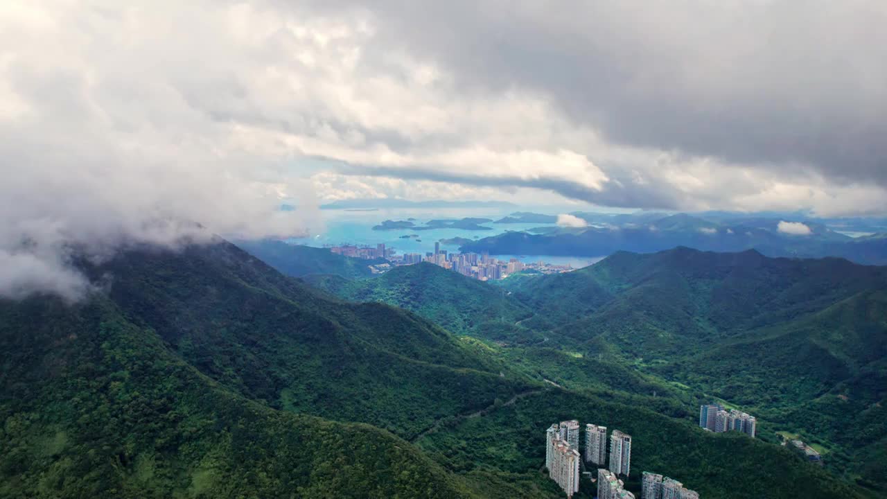 深圳罗湖梧桐山航拍视频素材