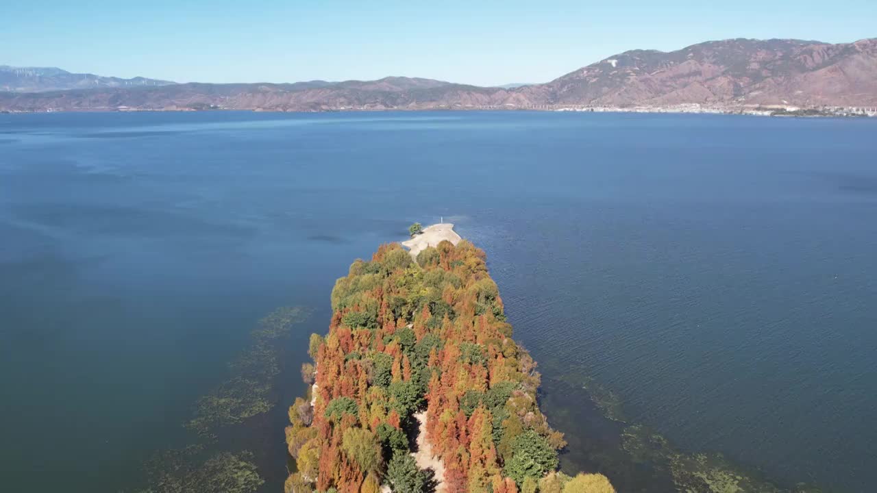 云南大理洱海海舌公园航拍视频素材