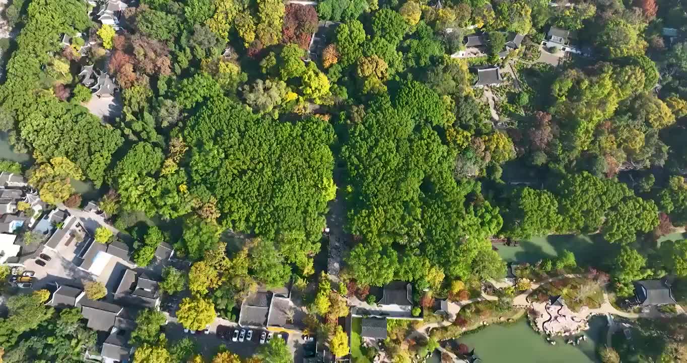 江苏苏州虎丘风景名胜区秋季航拍视频素材