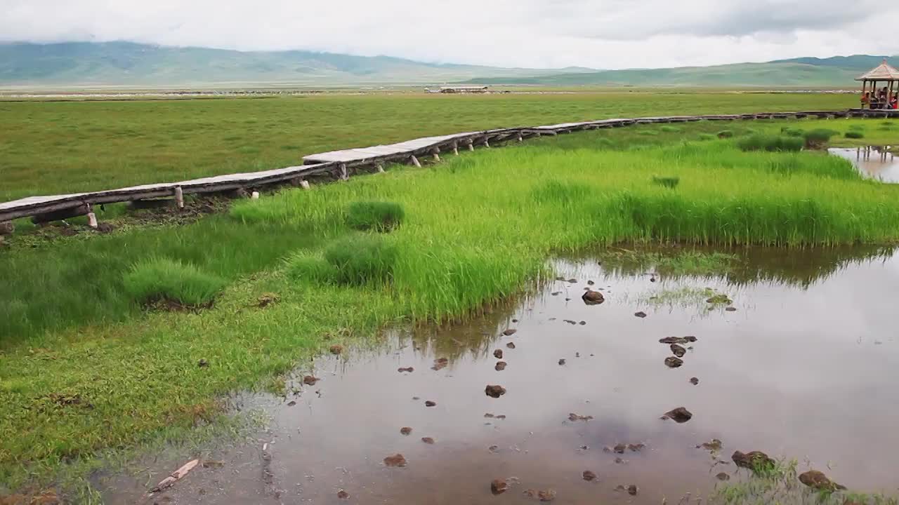 草原湿地湖泊天空视频素材