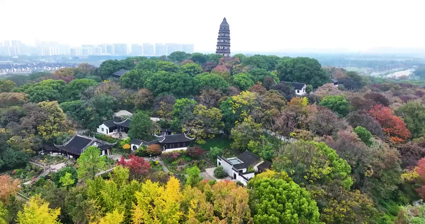 江苏苏州虎丘风景名胜区航拍视频素材