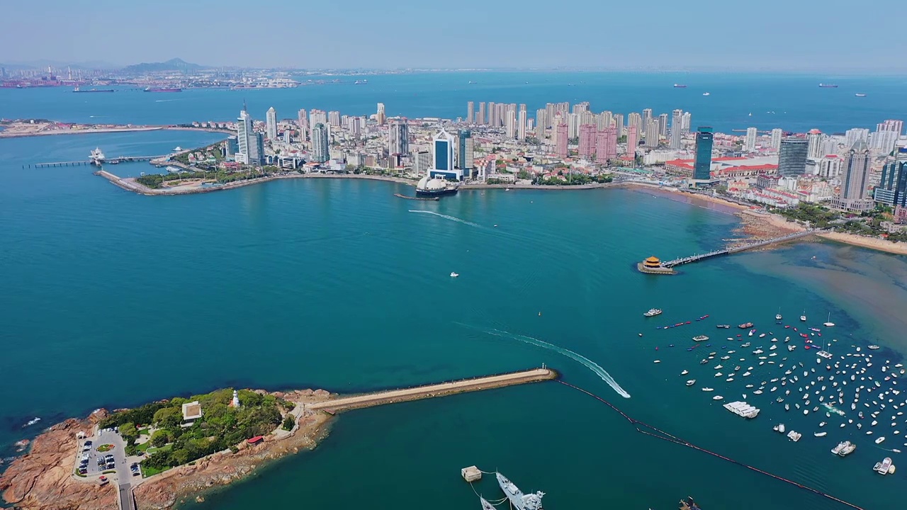 青岛前海湾航拍视频素材