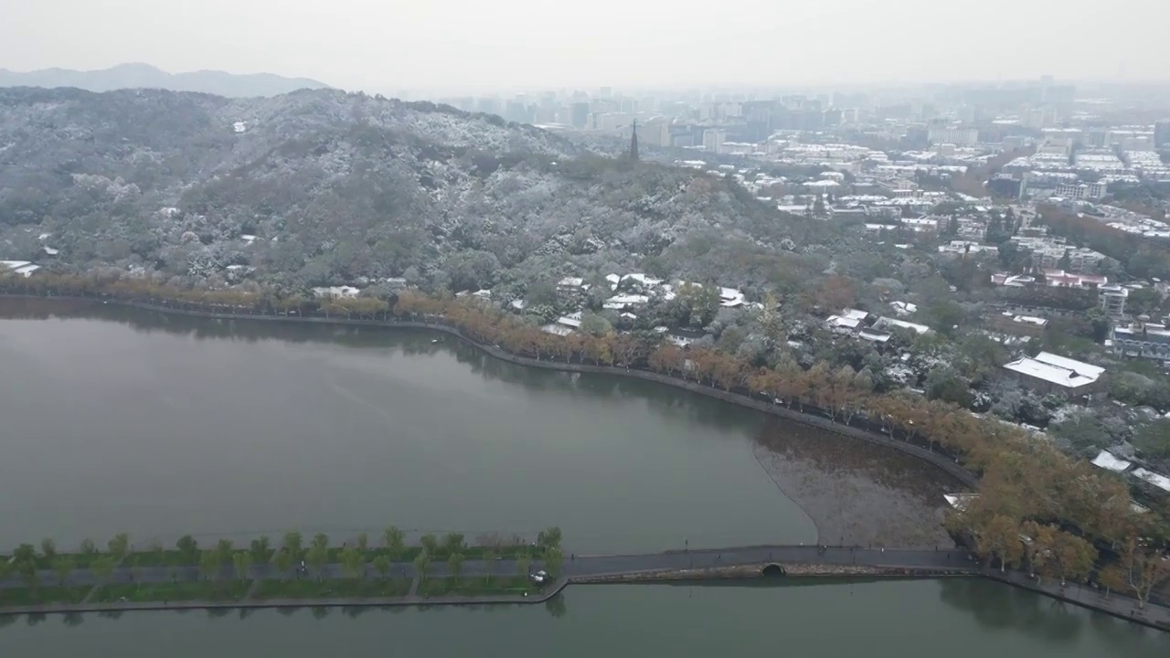 杭州西湖白堤航拍风光视频素材