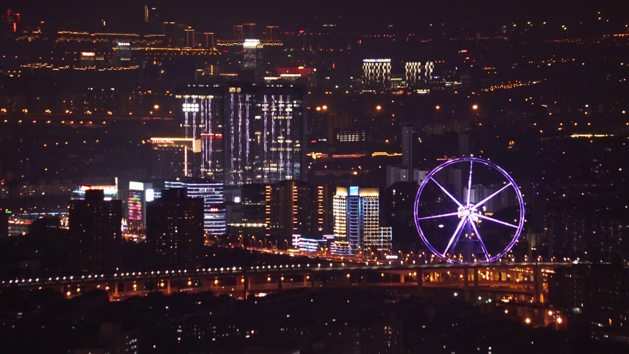 上海 夜景 从高空 俯瞰 闵行 上海南站 4K实时视频视频素材