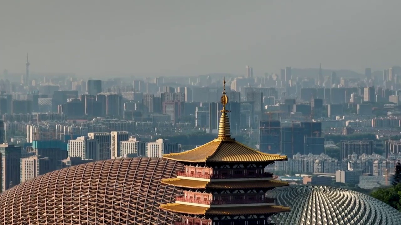 航拍南京地标建筑牛首山风景区视频素材