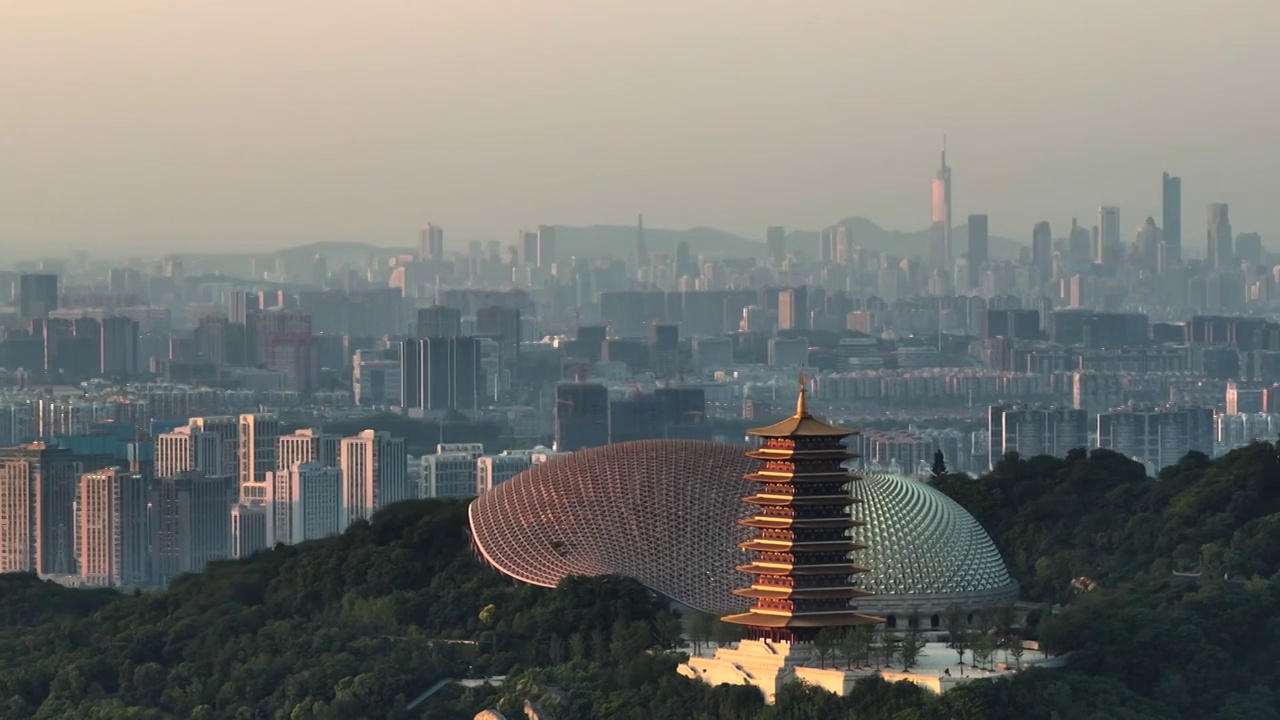 航拍南京地标建筑牛首山风景区视频素材