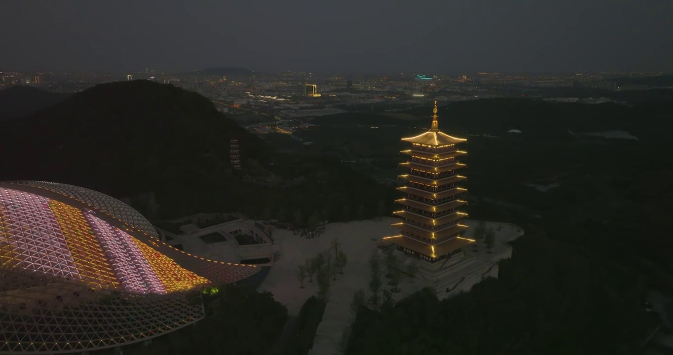 航拍南京地标建筑牛首山风景区视频素材