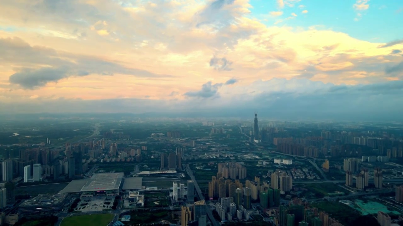 中国成都东客站城市高空全景视频素材