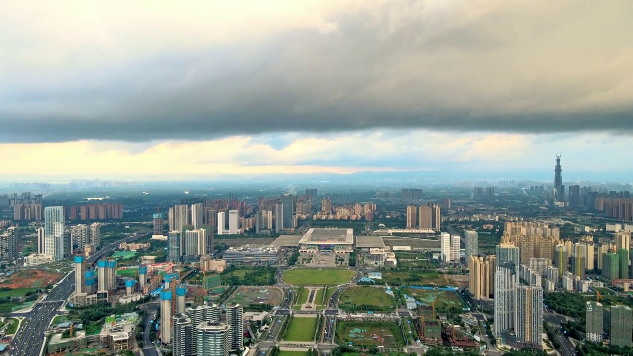 中国成都东客站城市高空全景视频素材