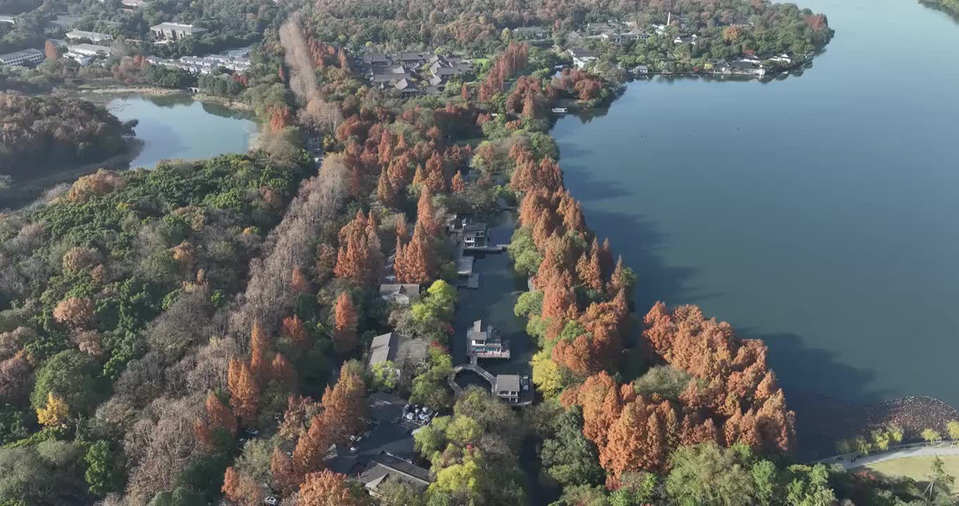 航拍杭州西湖秋季风光视频素材