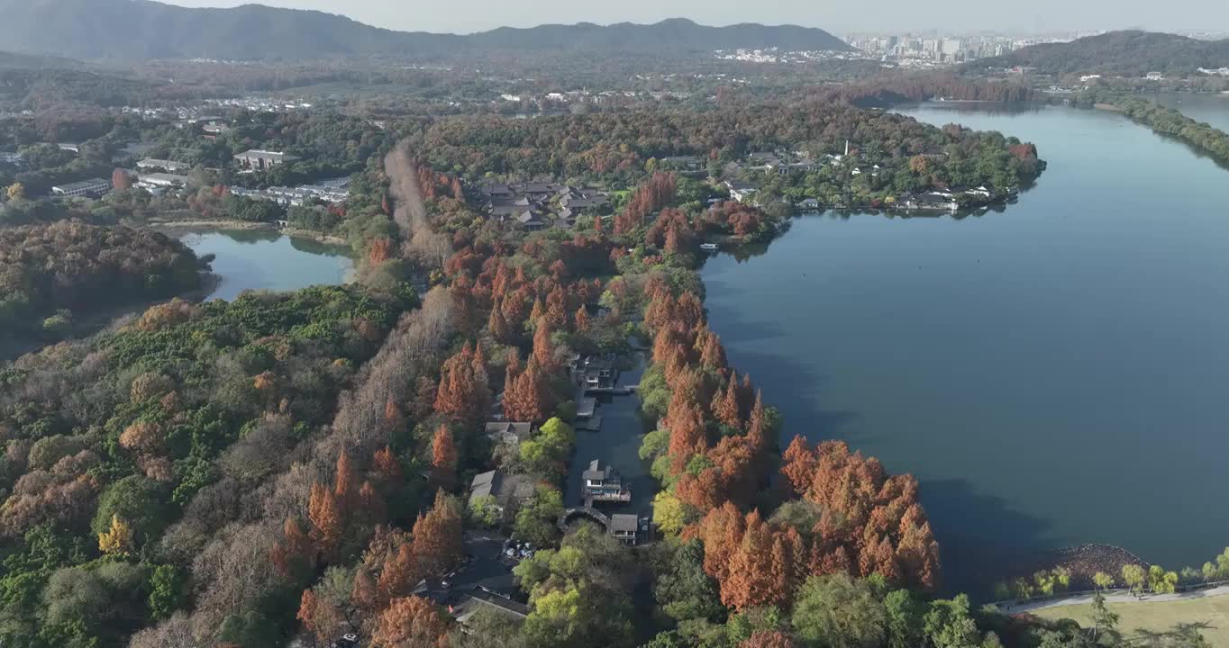 航拍杭州西湖秋季风光视频素材