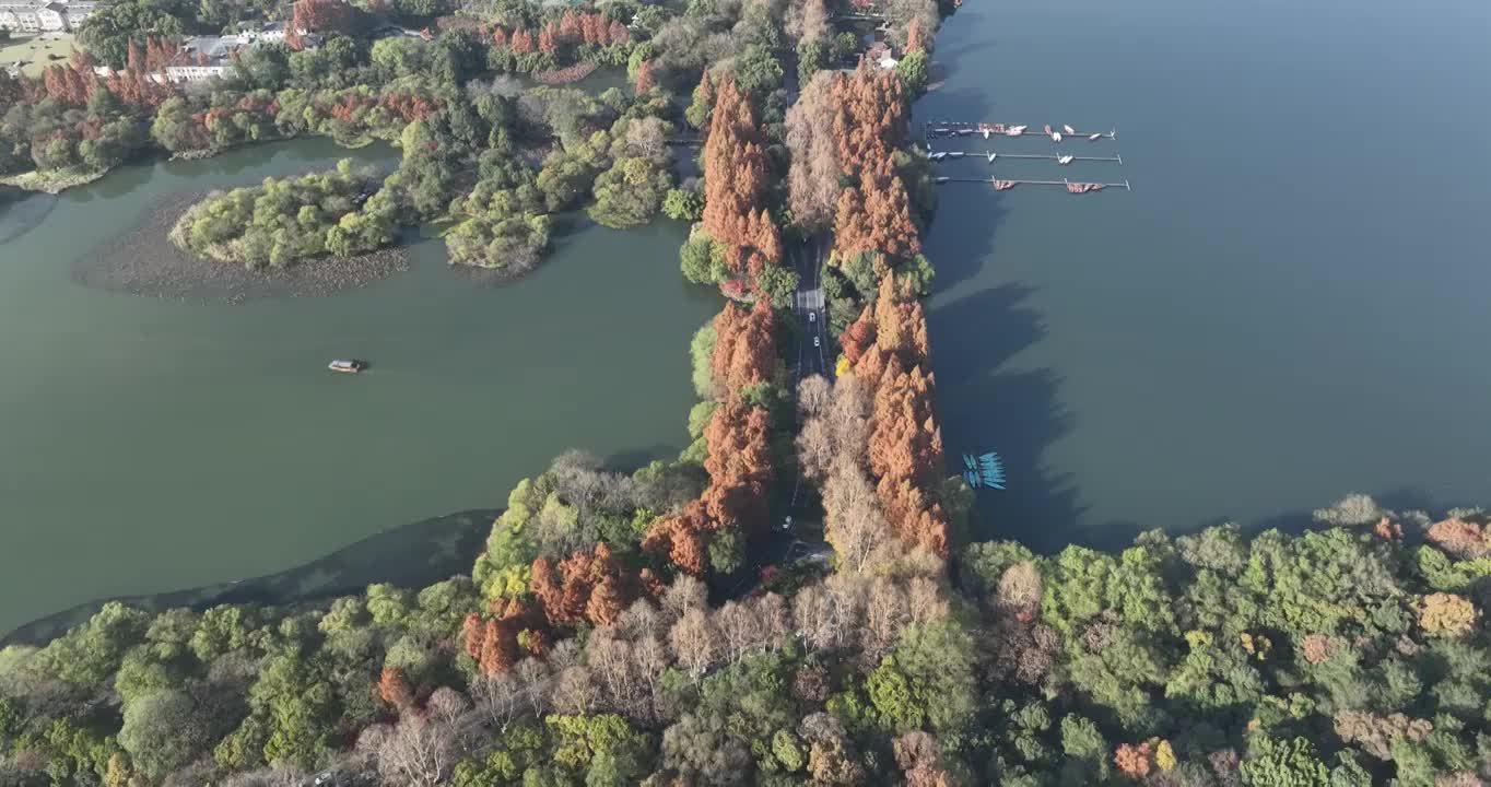 航拍杭州西湖秋季风光视频素材