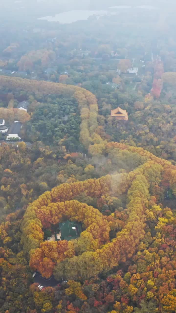 美龄宫的秋天，美龄宫的秋景，航拍视角的美龄宫视频素材