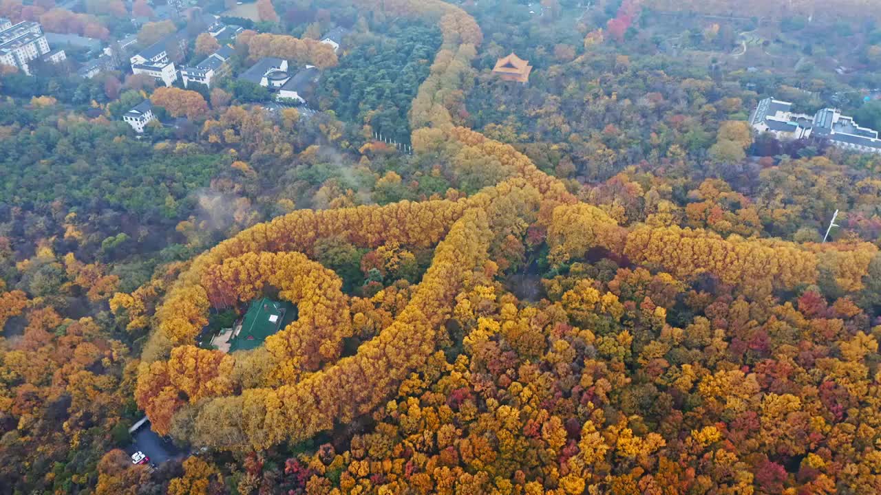 美龄宫的秋天，美龄宫的秋景，航拍视角的美龄宫视频素材