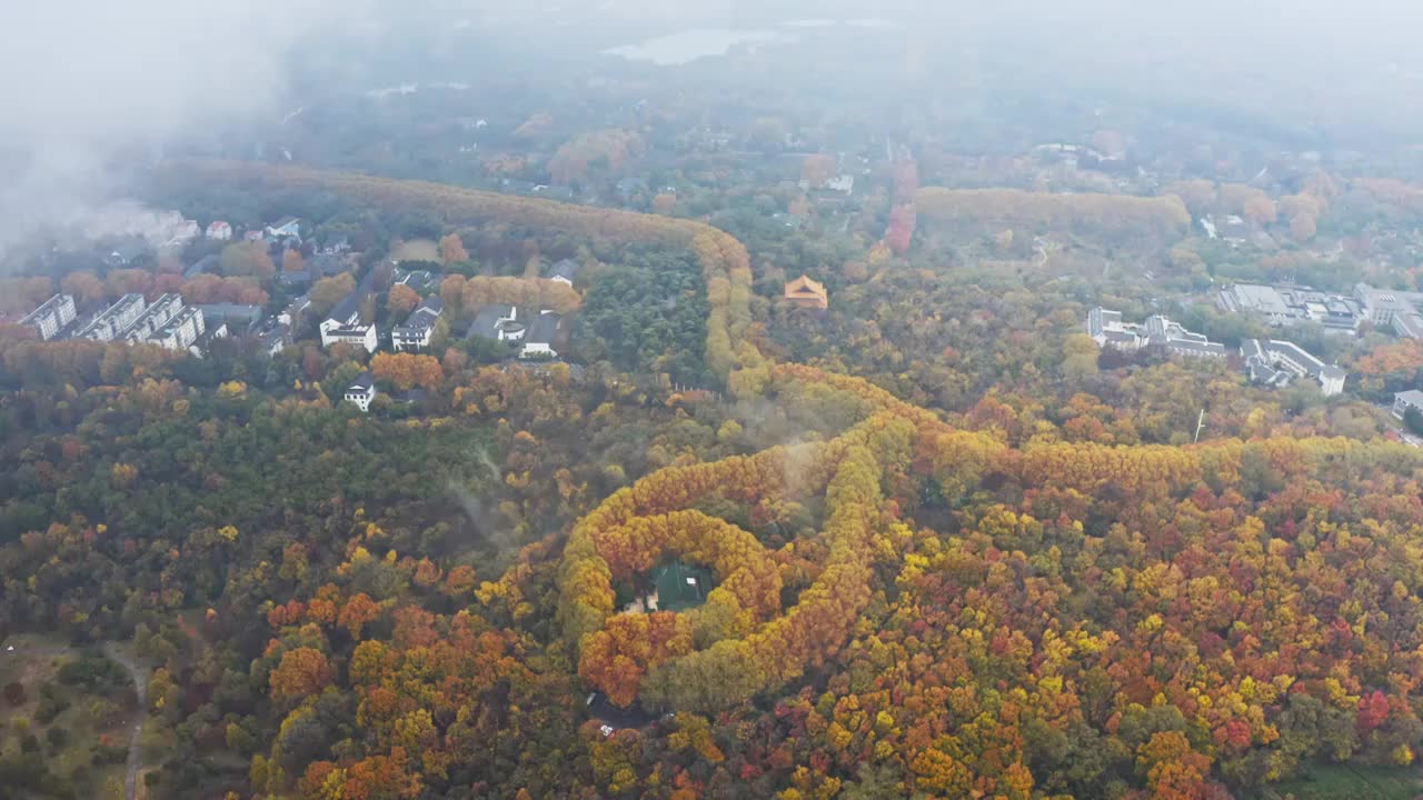 美龄宫的秋天，美龄宫的秋景，航拍视角的美龄宫视频素材