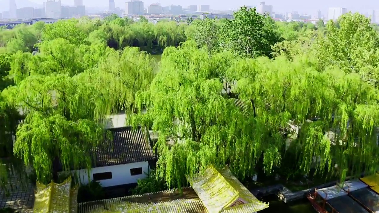 航拍山东省济南市大明湖视频素材