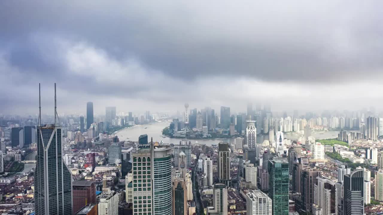 航拍上海城市建筑风光视频素材