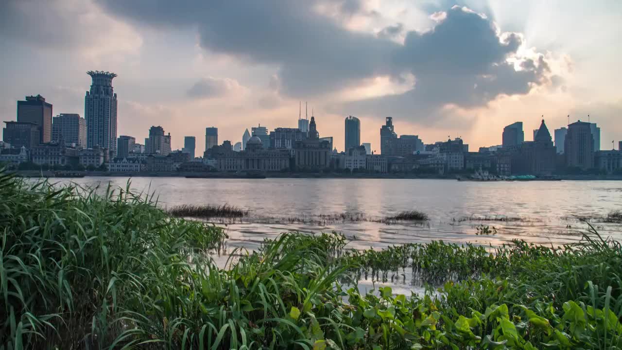 航拍上海城市建筑风光视频素材