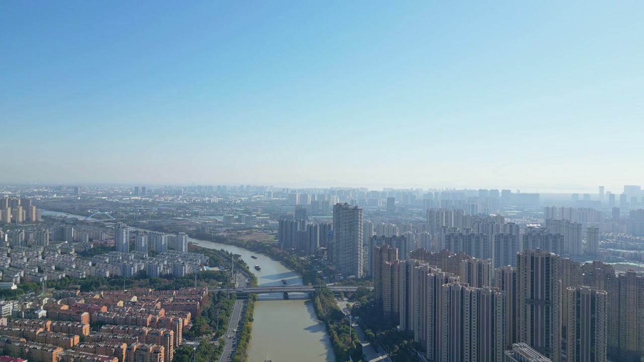 京杭大运河无锡市城区段风光视频素材