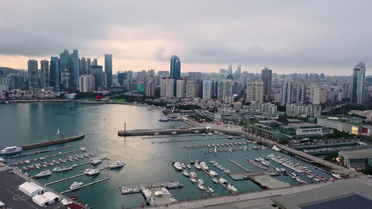 青岛奥帆中心浮山湾航拍视频素材