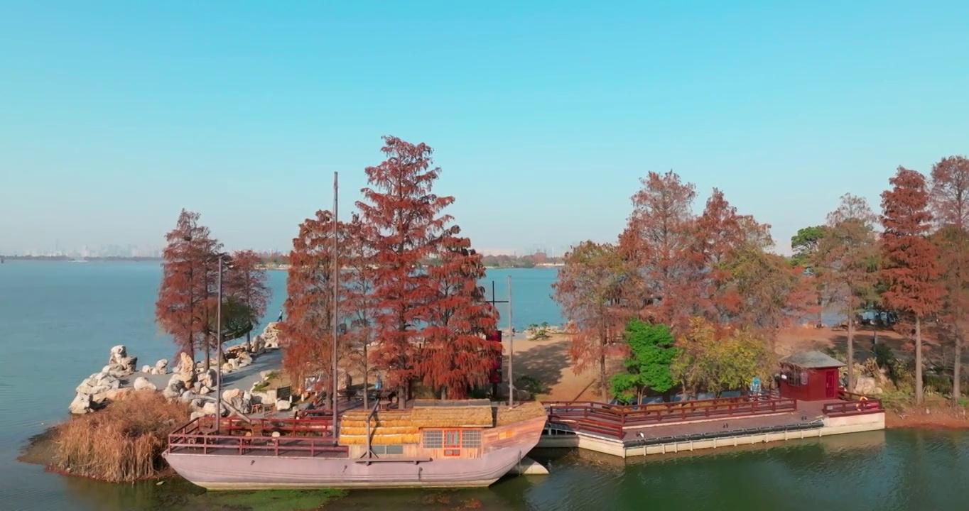 湖北武汉东湖落雁岛风景区秋季风光视频素材