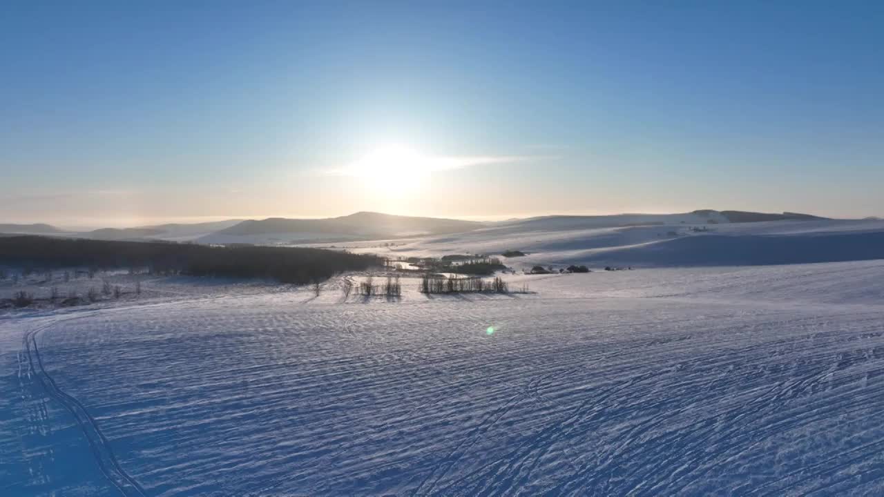 航拍雪域雪原风光视频素材