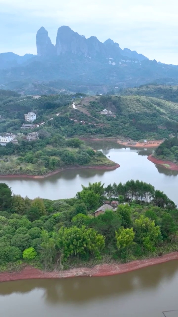 高清竖屏航拍桂平白石水库美丽风光视频素材