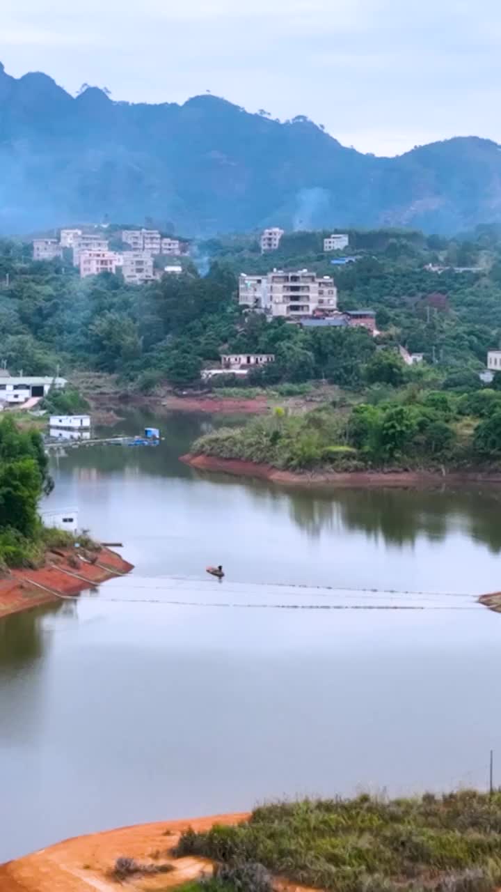 高清竖屏航拍桂平白石水库最美风景视频素材