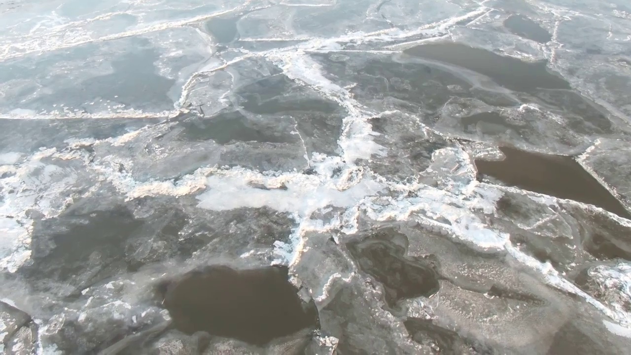 松花江滨洲铁路桥 松花江特大桥   流凌 跑冰排视频素材