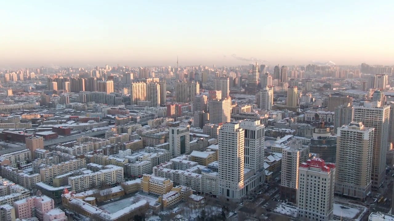 雪 城市风光 高楼视频素材