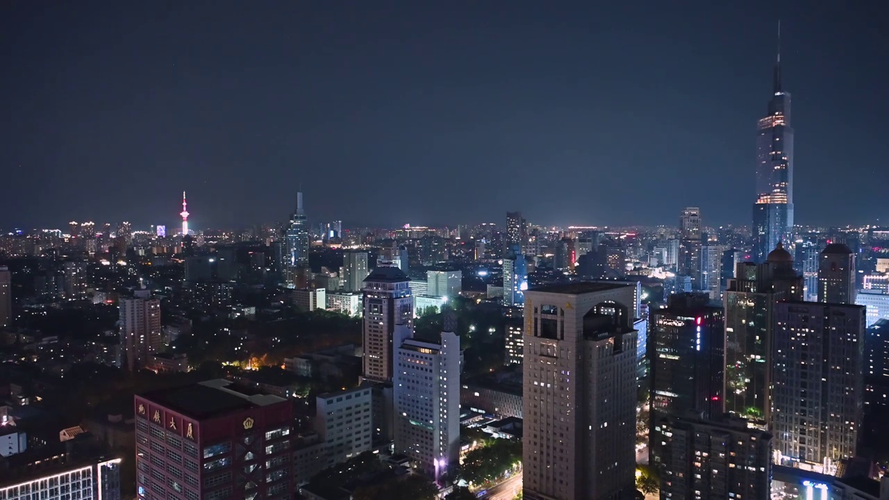 4K南京新街口城市夜景风光视频视频素材