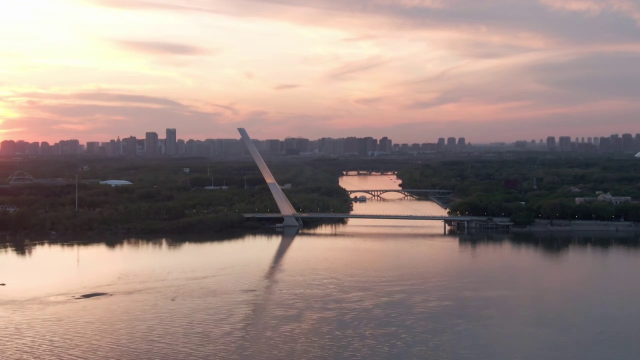 哈尔滨大剧院 太阳岛 太阳桥视频素材