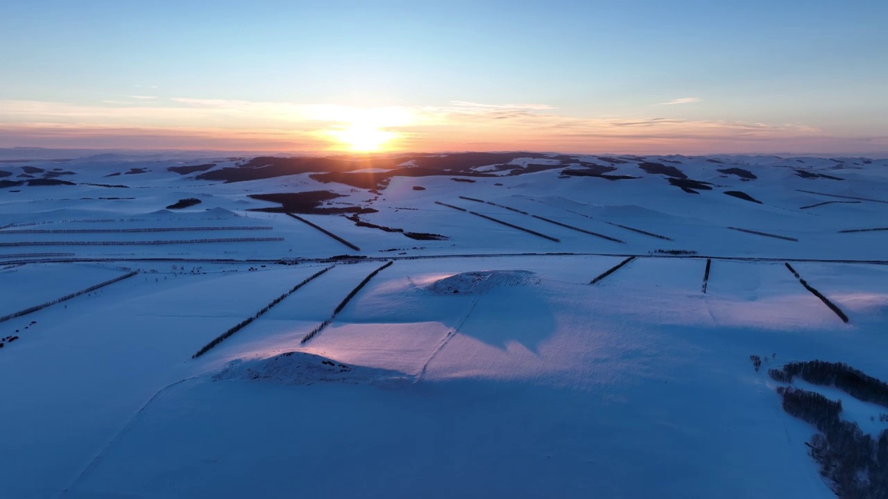 航拍额尔古纳雪域雪原风光视频素材