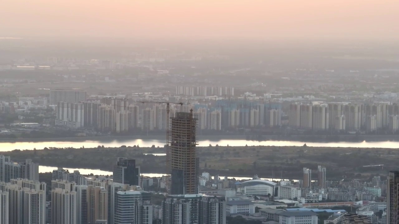 航拍海口都市日落风光视频素材