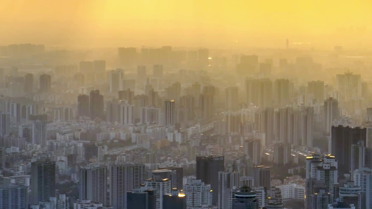 航拍海口都市晚霞黄昏视频素材