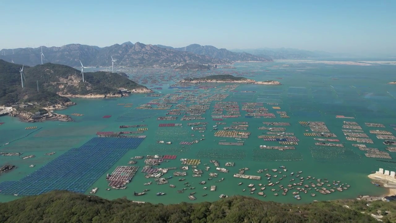 航拍福州连江县黄岐半岛后湾村渔村海湾自然风光视频素材