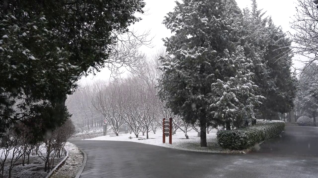 长辛店二七纪念馆雪景视频素材