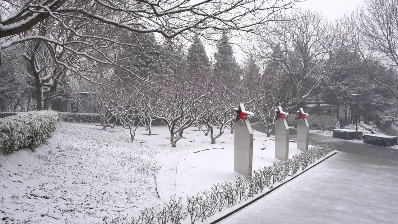 长辛店二七纪念馆雪景视频素材